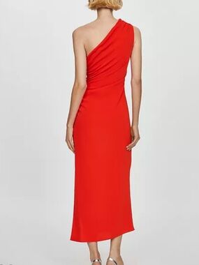 Mango One-Shoulder Scarlet Red Gown